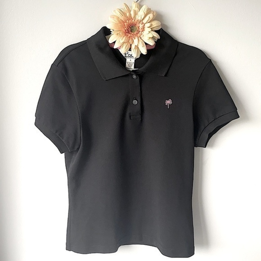 Lilly Pulitzer "Baby" Women Tennis Prep Black Polo Shirt Small EUC